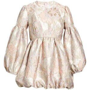 MILLE Giselle Long Sleeve Minidress in Pink Brocade Size XSmall